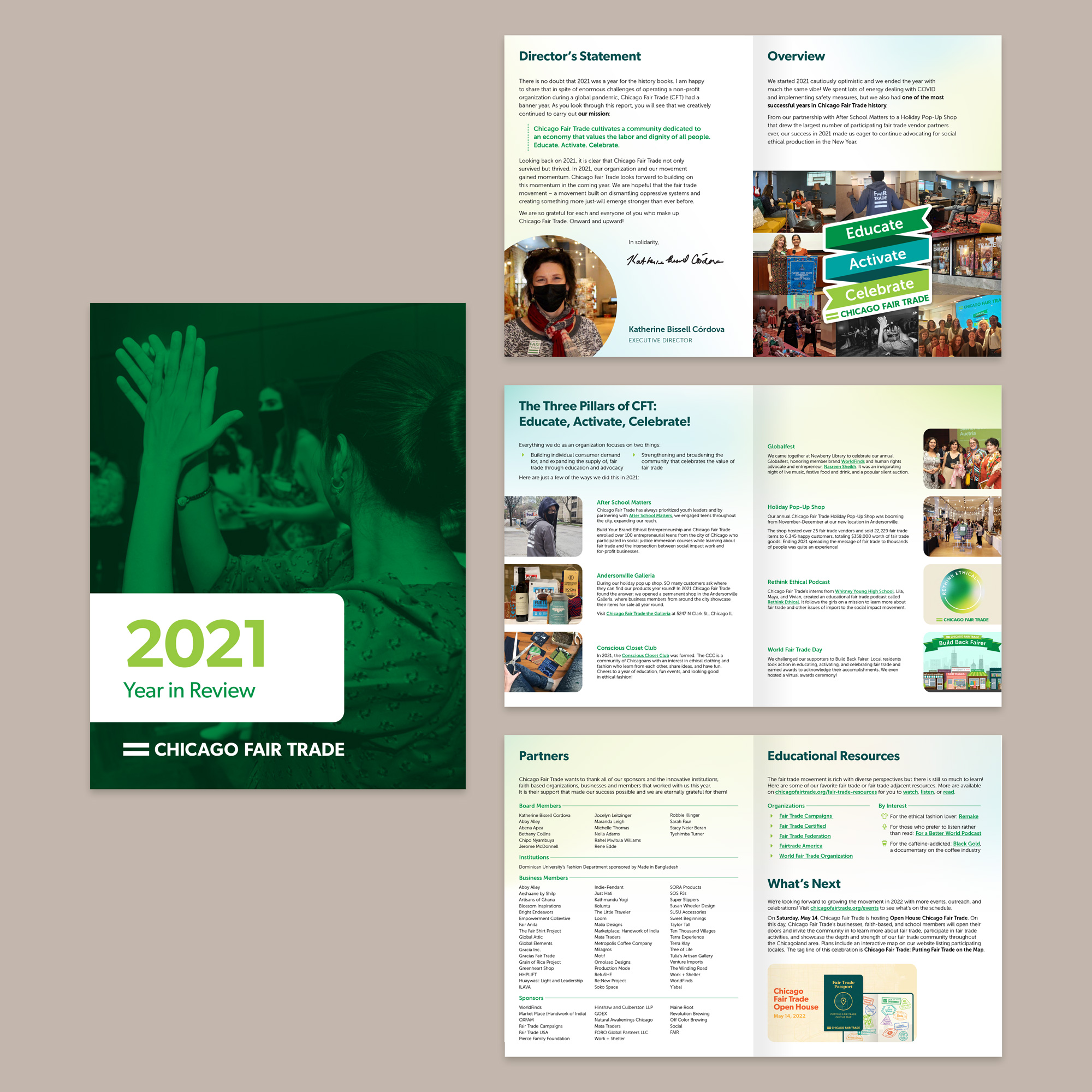CFT's 2021 Annual Report uses a simple, bold cover with multi-column inner pages.